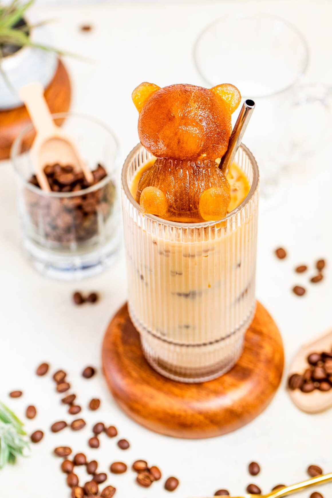 highball glass with a iced chai latte recipe