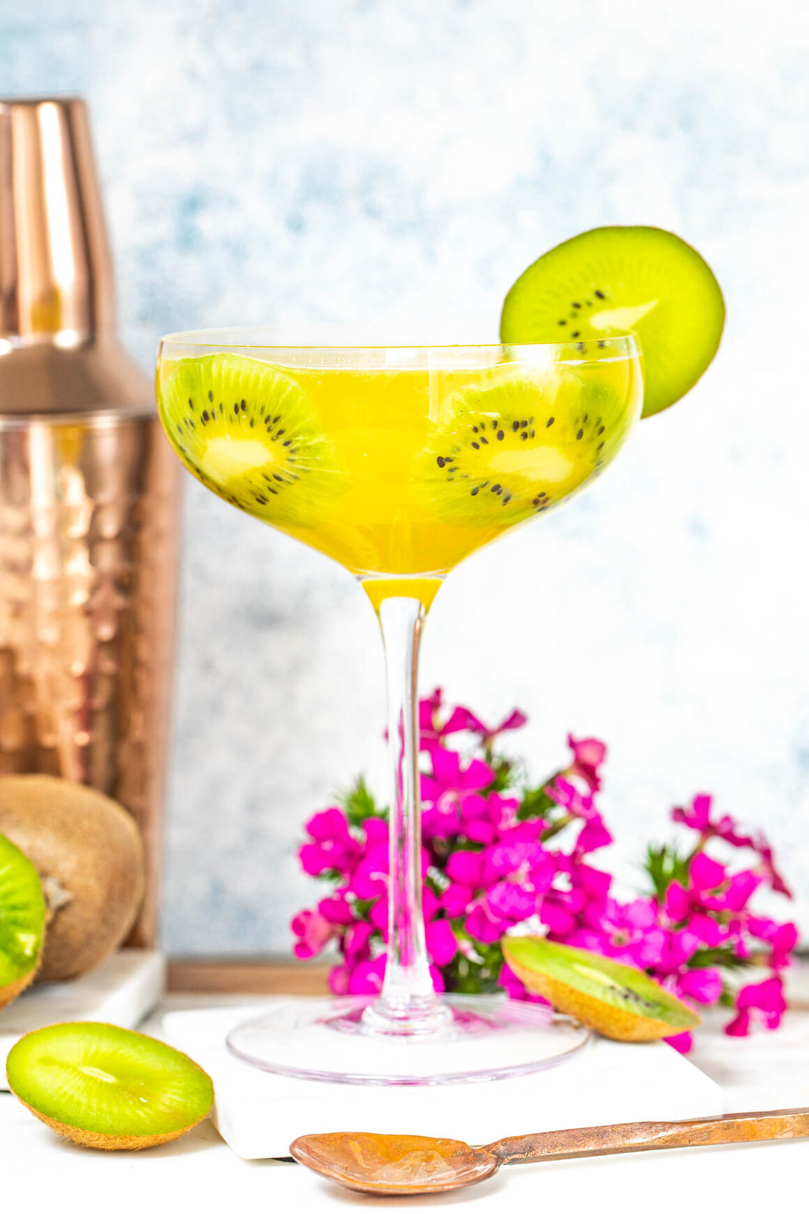 kiwi martini recipe served in a martini glass 