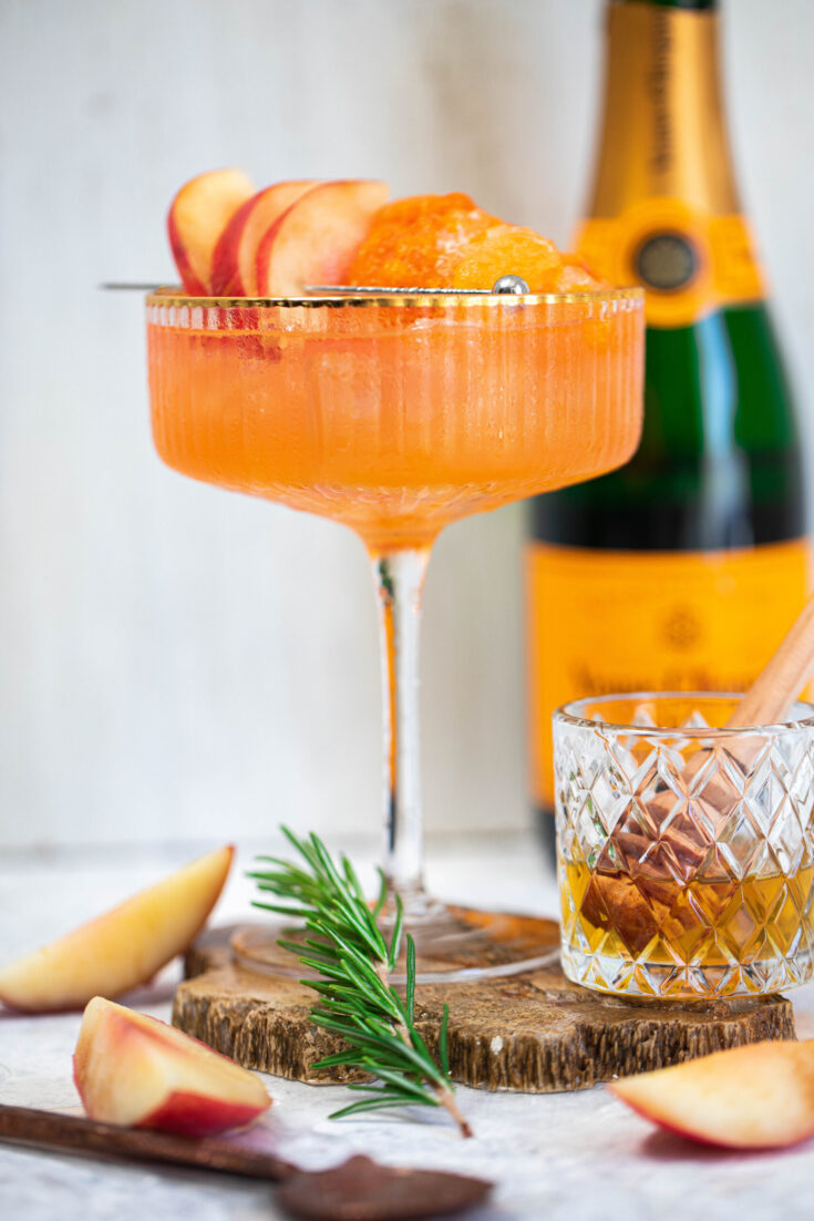 Peach Sorbet Champagne Cocktail 