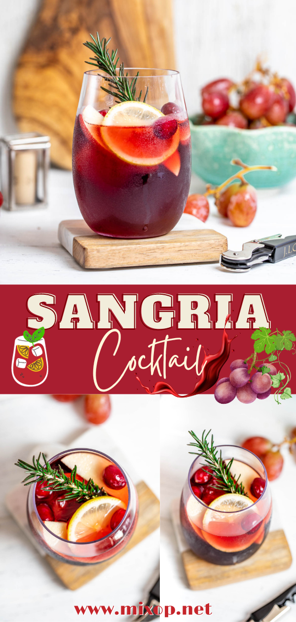 Pin for easy recipe of sangria cocktail