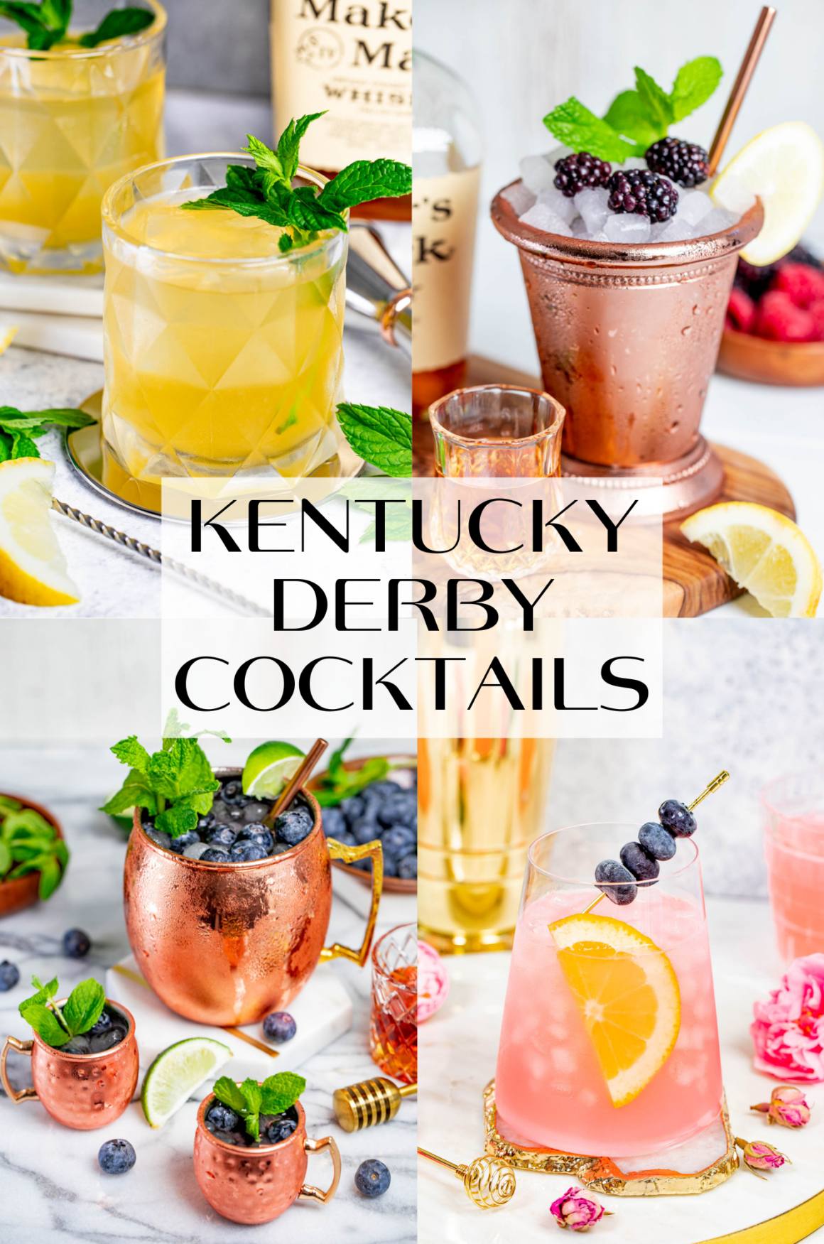 collage of 4 drinks for the Kentucky Derby